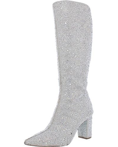 Betsey Johnson Candy Rhinestones Covered Heel Knee-high Boots - Gray