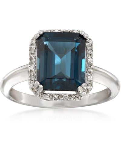 Ross-Simons London Topaz Ring With Diamond Accents - Blue