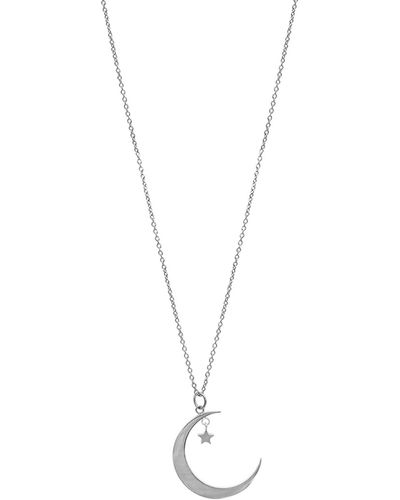 Adornia Hanging Moon And Star Necklace - Metallic