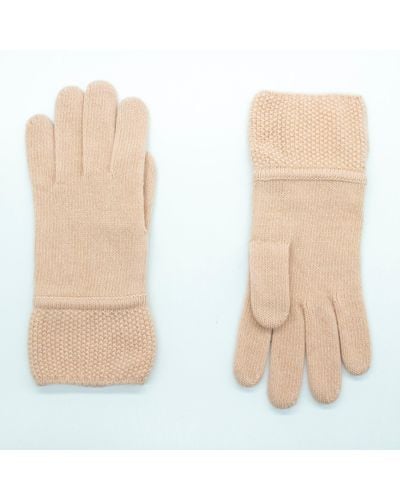 Portolano Cashmere Gloves With Stitched Cuff - Natural