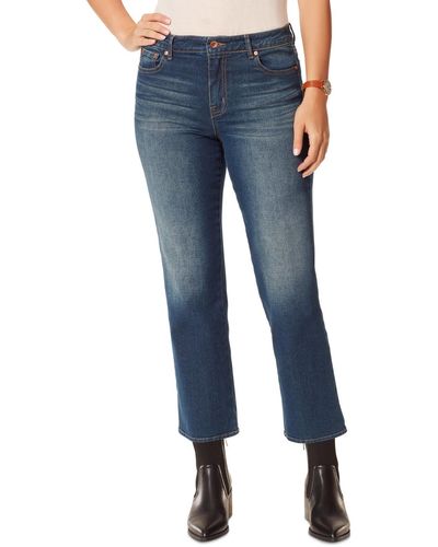 Anne Klein Cropped Straight Leg Ankle Jeans - Blue