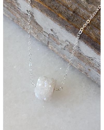 A Blonde and Her Bag White Stalactite Druzy Necklace - Gray