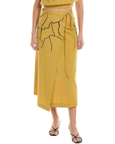 Alpha Studio Seersucker Wrap Skirt - Yellow