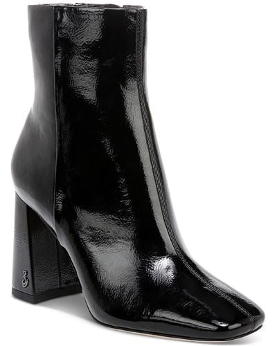 Sam Edelman Codie Faux Patent-leather Ankle Boots - Black