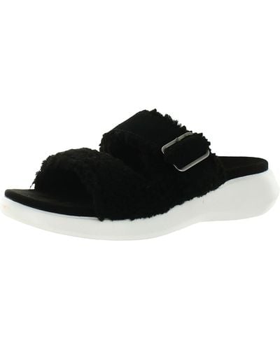 Koolaburra Pasea Faux Fur Slip-on Slide Sandals - Black