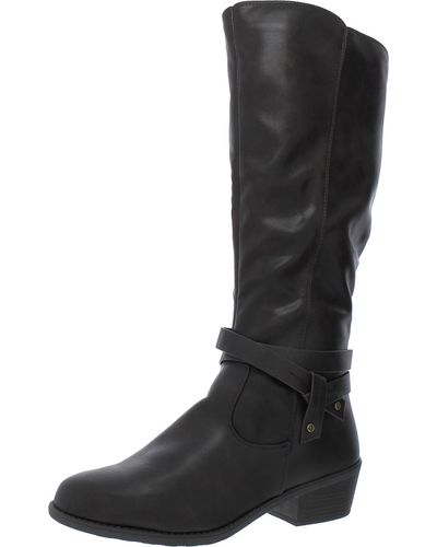 Easy Street Faux Leather Riding Knee-high Boots - Black