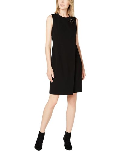 Calvin Klein Faux Wrap Midi Sheath Dress - Black