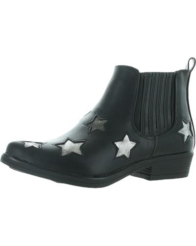 Seven7 Rockstar Faux Leather Block Heel Ankle Boots - Black
