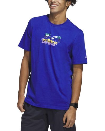 adidas Logo Cotton Graphic T-shirt - Blue