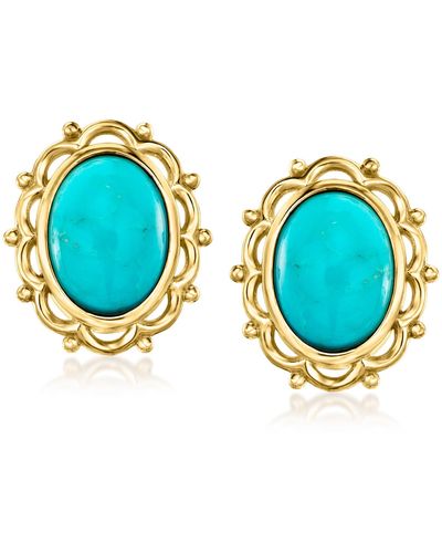Ross-Simons Oval Turquoise Earrings - Blue