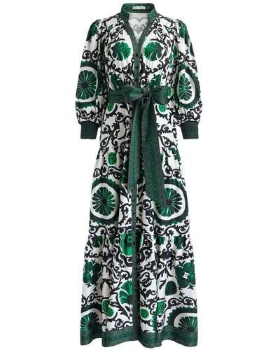 Alice + Olivia Cora Voluminous Tiered Shirtdress - Green