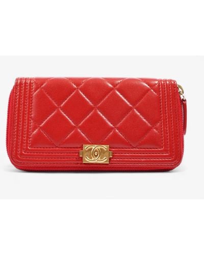 Chanel Coin Case Lambskin Leather - Red