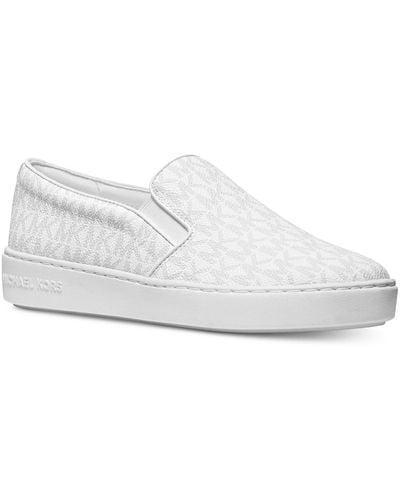 Michael Kors Keaton Slip On Faux Leather Slip On Casual And Fashion Sneakers - White