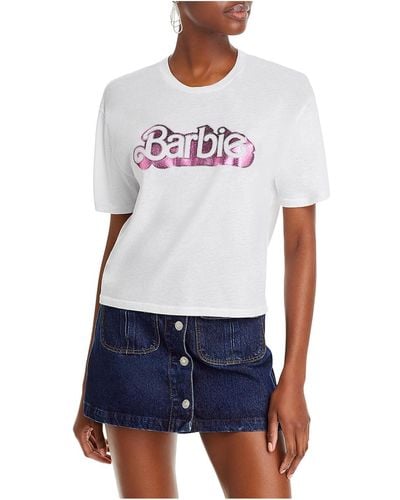 Aqua Barbie Logo Crew Graphic T-shirt - White