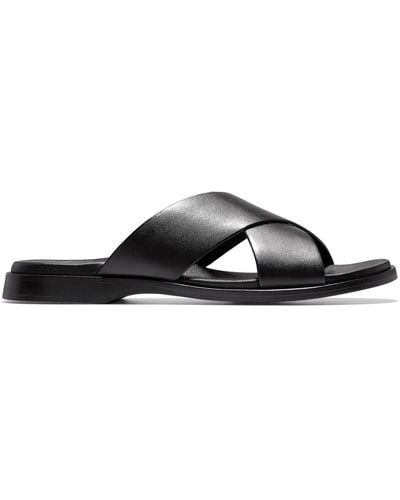 Cole Haan Goldwyn 2.0 Leather Slip On Flat Sandals - Black