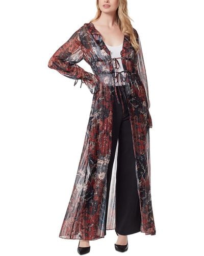 Jessica Simpson Gaia Chiffon Metallic Kimono - Red