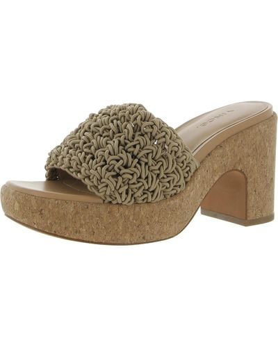 Vince Nicki Croche Open Toe Slip On Platform Sandals - Brown