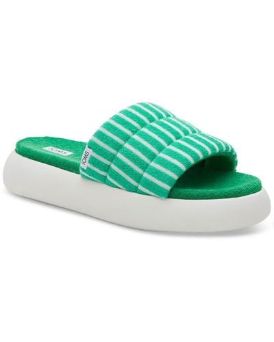 TOMS Alpargata Mallow Slide Slip On Open Toe Pool Slides - Green