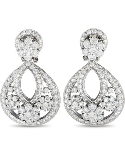 Van Cleef & Arpels Snowflake Platinum 6.71ct Diamond Clip-on Earrings - Metallic