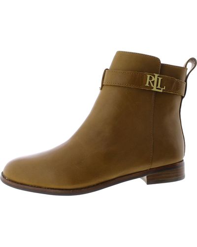 Lauren by Ralph Lauren Briele Leather Logo Ankle Boots - Brown