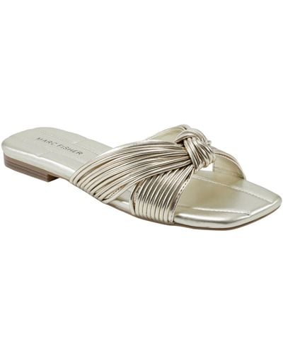 Marc Fisher Laury Slip On Strappy Slide Sandals - Metallic