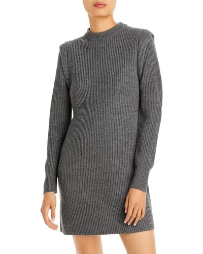 Wayf Lombard Mockneck Knit Sweaterdress - Gray