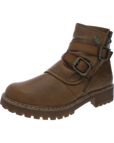 Blowfish Ronin Faux Leather Block Ankle Boots - Brown