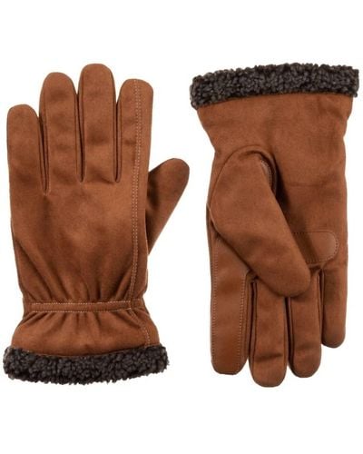 Isotoner Men's Recycled Microsuede And Berber Glove - Brown