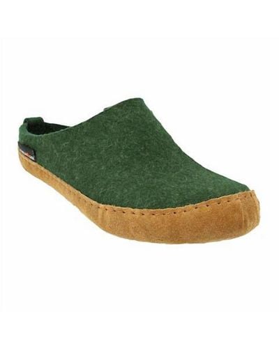 Haflinger Suede Sole Boiled Wool Clogs - Green