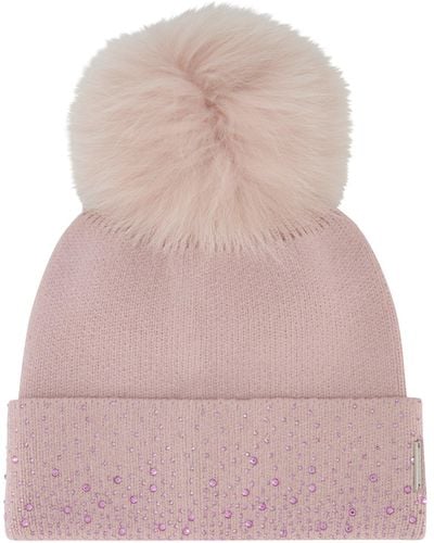 Gorski Knit Hat With Pompom - Pink