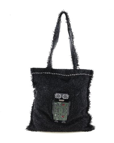 Chanel Coco Mark Tweed Tote Bag (pre-owned) - Black