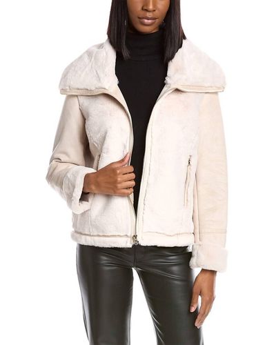 Love Token Eliza Faux Suede/fur Zippered Jacket - White