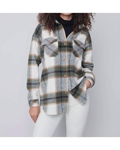 Charlie b Plaid Flannel Shirt Jacket - Gray