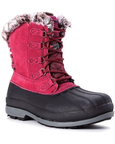 Propet Lumi Tall Lace Cold Weather Leather Winter Boots - Pink