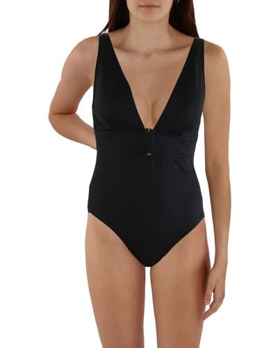 Jantzen Embellished Plunging One-piece Swimsuit - Black
