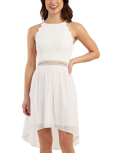Bcx Juniors Lace Hi-low Fit & Flare Dress - White