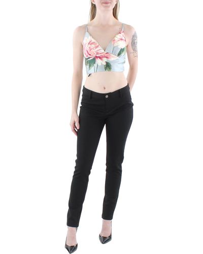Speechless Juniors Floral Strappy Cropped - Black