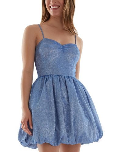 Bcx Juniors Glitter Bubble-hem Fit & Flare Dress - Blue