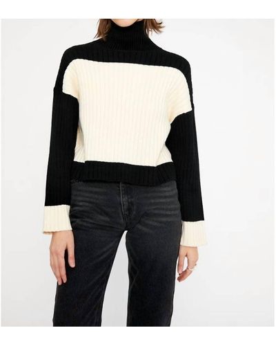 WILD PONY Ribbed High Neck Sweater - Black