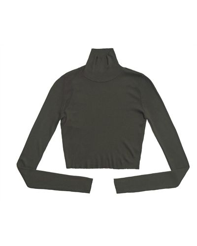 Cotton Citizen Melbourne Crop Turtleneck - Gray