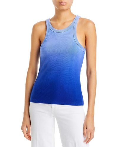 Mother The Chin Ups Ribbed Knit Scoop Neck Tank Top - Blue
