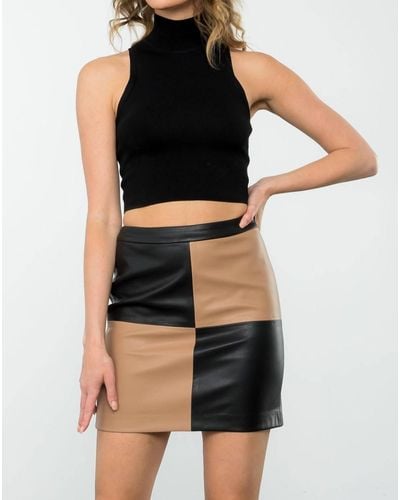 Thml Colorblock Leather Skirt - Black