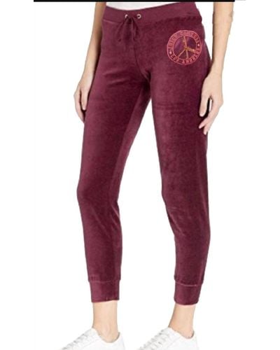 Juicy Couture Traditional Logo Track Velour Zuma Pants - Red