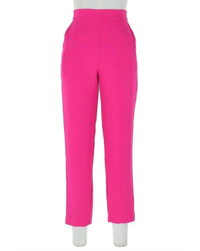 Skies Are Blue Recycled Poly Tapred Pants With Waist Band - Pink