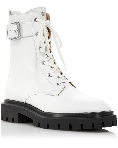 Stuart Weitzman Ultra Pull On Faux Leather Combat & Lace-up Boots - White