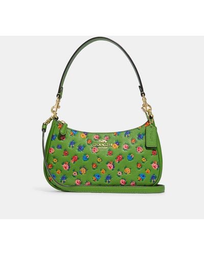 COACH Teri Shoulder Bag With Mini Vintage Rose Print - Green
