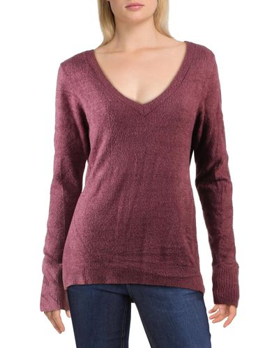 Matty M V-neck Stretch Pullover Sweater - Purple