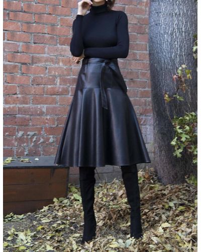 Fifteen Twenty Faux Leather Midi Dress In Black