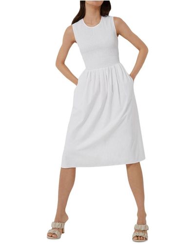French Connection Smocked Mid-calf Midi Dress - White