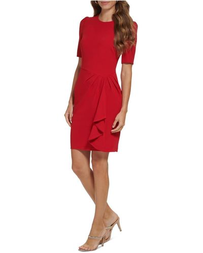 DKNY Draped Knee Sheath Dress - Red